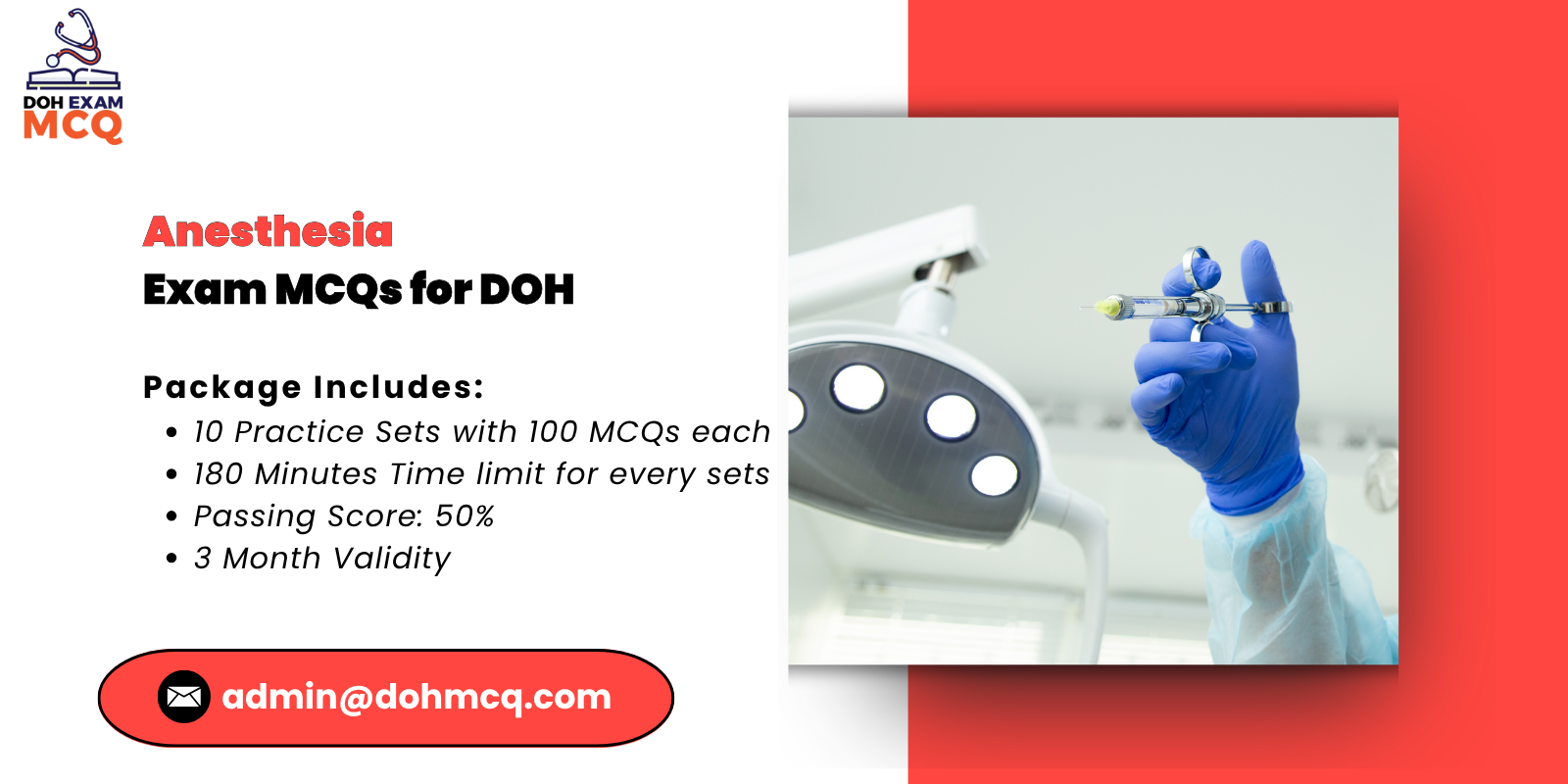 Anesthesia Exam MCQs for DOH