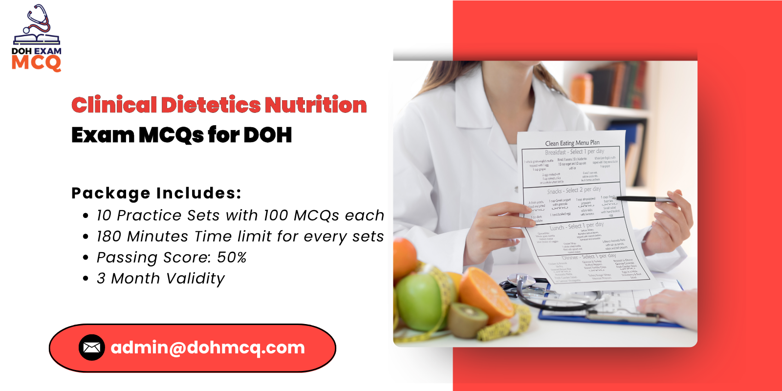 Clinical Dietetics & Nutrition Exam MCQs for DOH