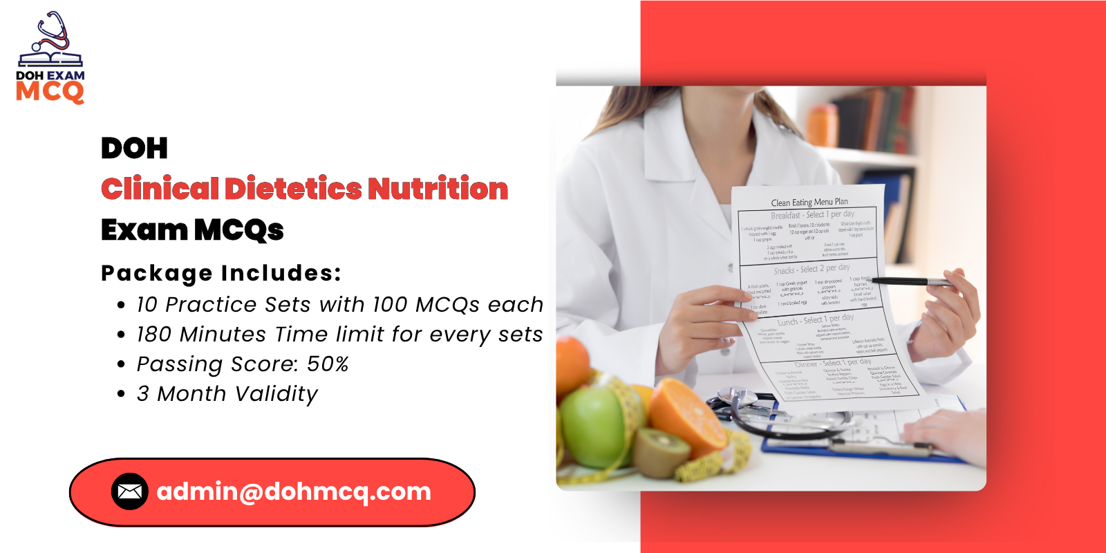DOH Clinical Dietetics & Nutrition Exam MCQs