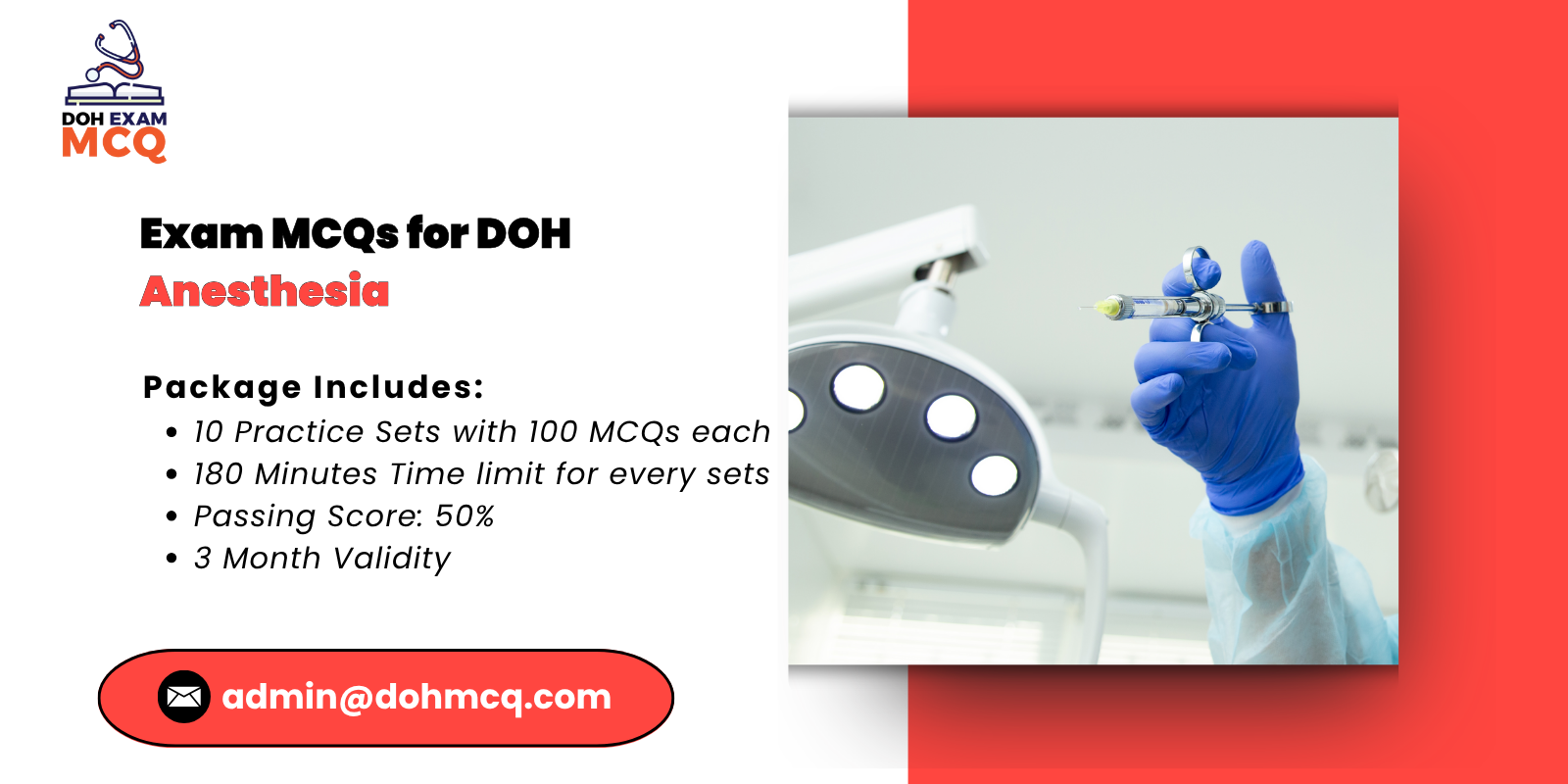 Exam MCQs for DOH Anesthesia