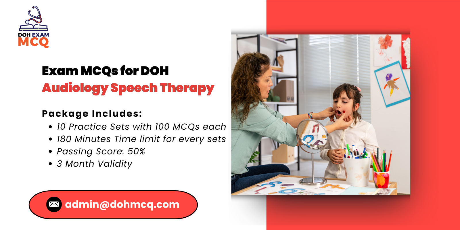 Exam MCQs for DOH audiology speech therapy