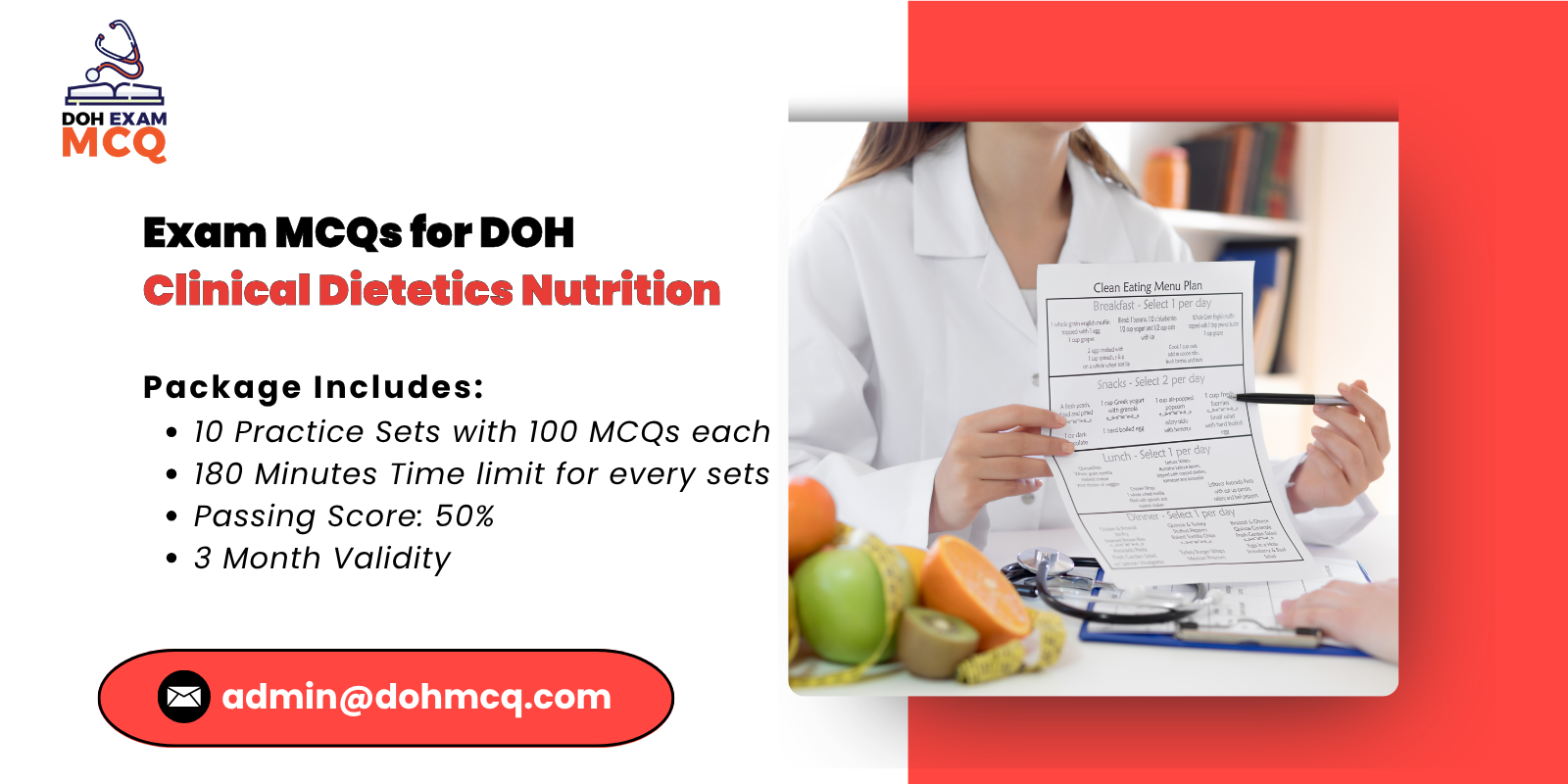 Exam MCQs for DOH clinical dietetics nutrition
