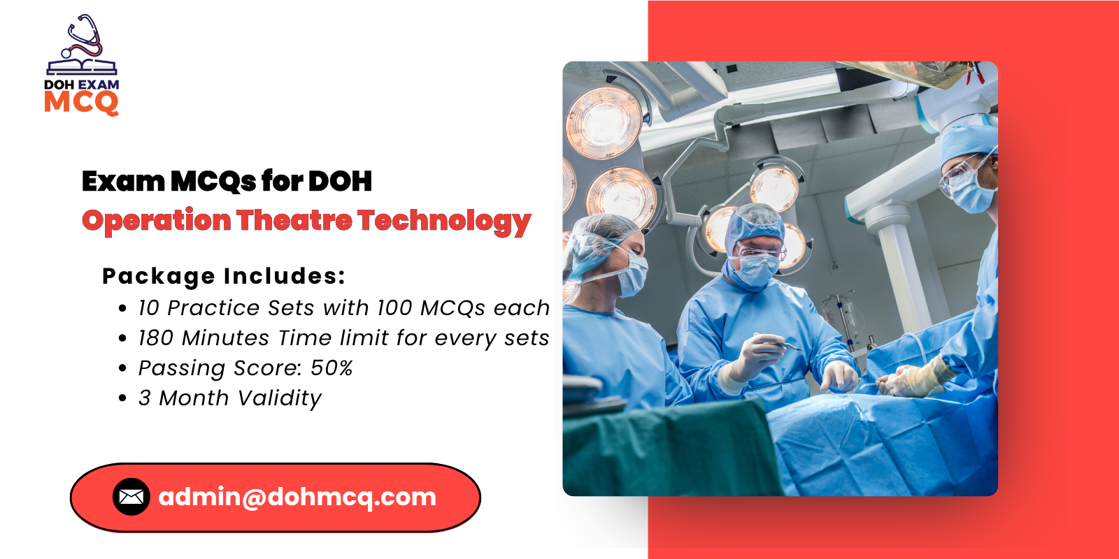 Exam MCQs for DOH operation theatre technology