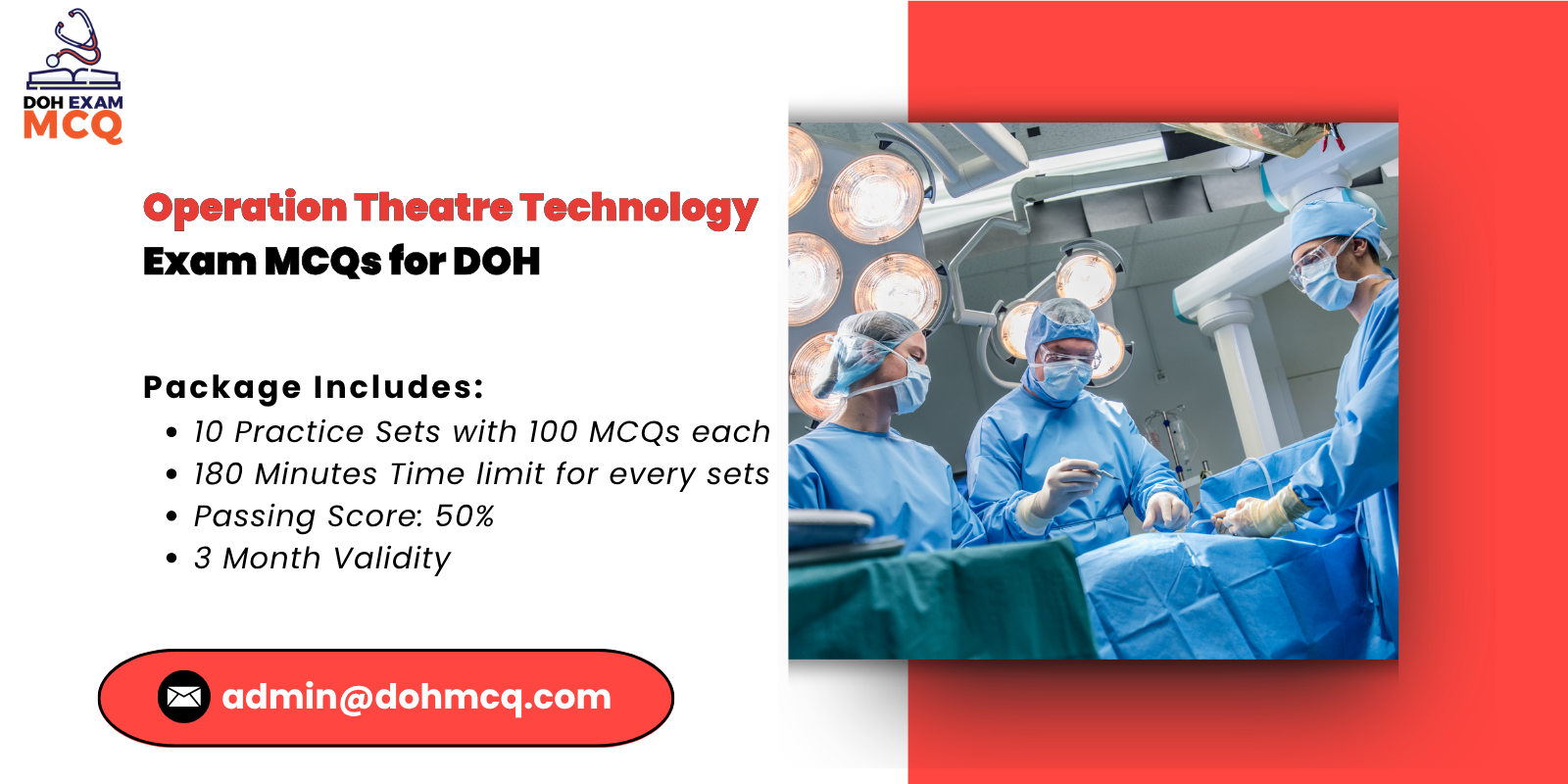 Operation Theatre Technology Exam MCQs for DOH