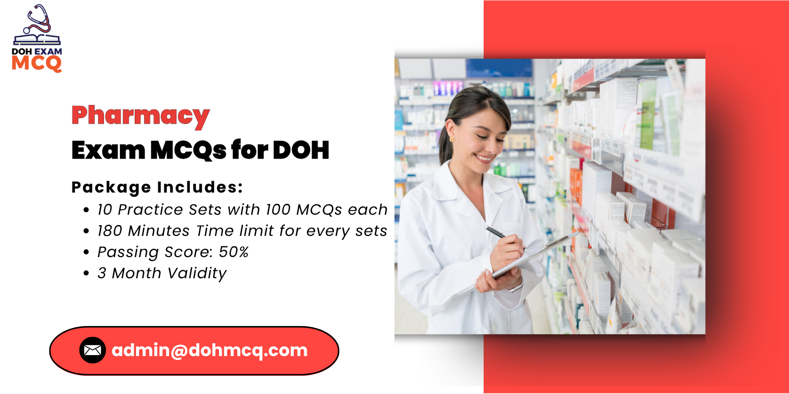 Pharmacy Exam MCQs for DOH